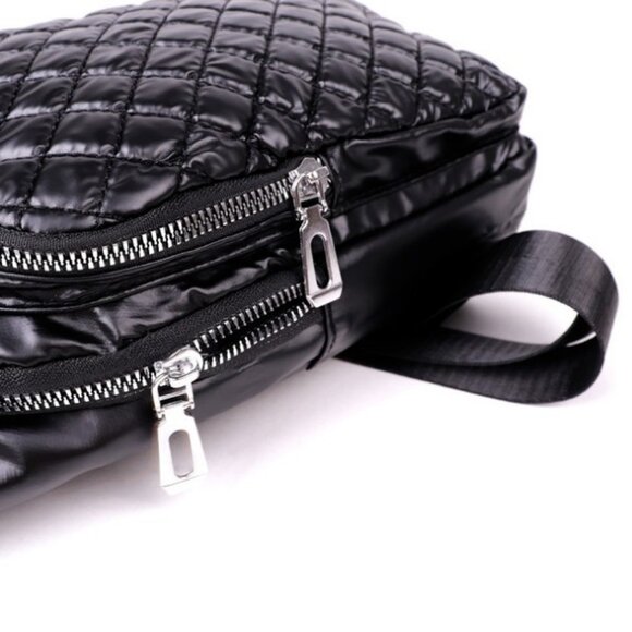 Quilted Sling Bag- Belt Bag- Black- Nylon Polyester - NWT - Picture 8 of 9